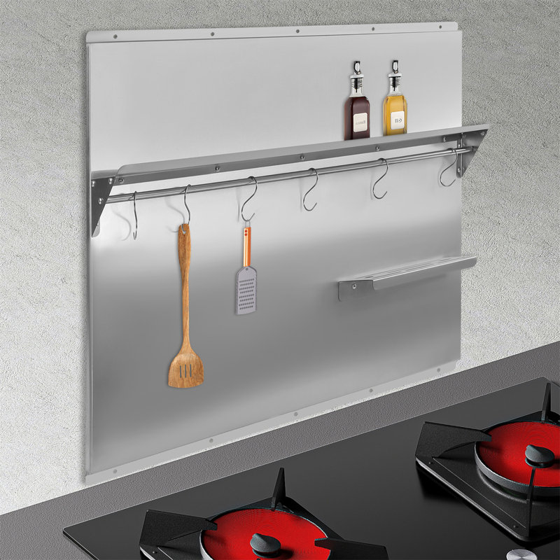 Prep & Savour Stainless Steel Backsplash Silver Splash Plate for Range